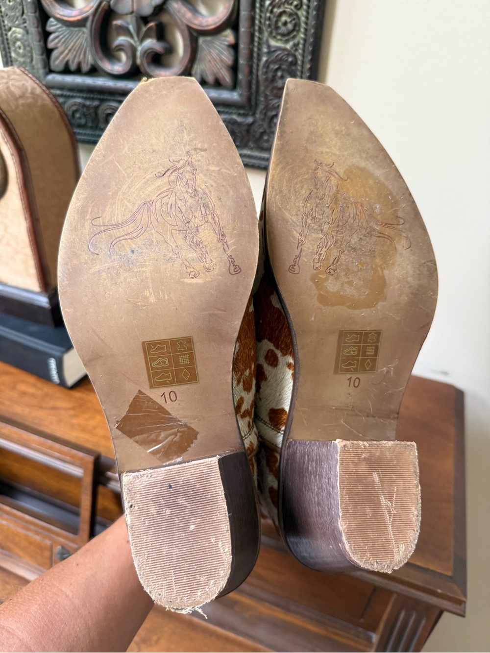 Myra Bag Brown & White Cowhide Pointed Ankle Booties - Picture 11 of 11
